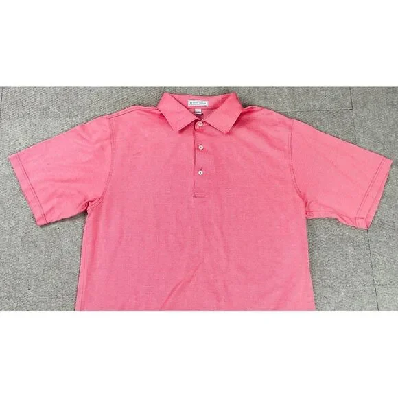 Peter‎ Millar Vintage Men's Button Up Short Sleeve Golf Polo Shirt Size L - Picture 3 of 12